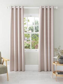 John Lewis Textured Weave Recycled Polyester Pair Blackout/Thermal Lined Eyelet Curtains, Rose Pink, W117 x Drop 137cm