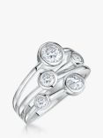 Jools by Jenny Brown 5 Cubic Zirconia Stone Bubble Ring, Silver