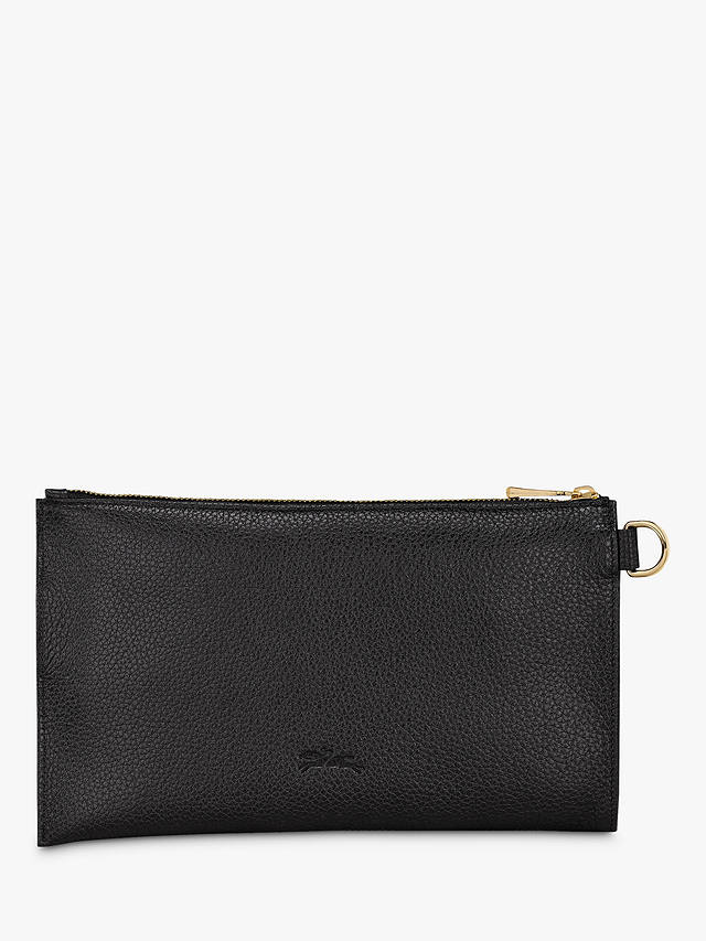 Longchamp Le Foulonné Leather Pouch Bag, Black