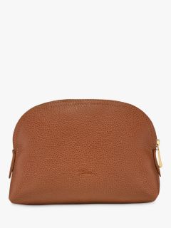 Longchamp Le Foulonné Leather Coin Purse, Chestnut at John Lewis & Partners