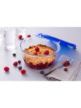 Pyrex Cook & Go Glass Round Dish with Plastic Lid, 1.6L, Clear
