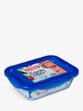 Pyrex Cook & Go Glass Rectangular Dish with Plastic Lid, 1.7L, Clear