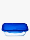 Pyrex Cook & Go Glass Rectangular Dish with Plastic Lid, 1.7L, Clear