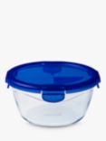 Pyrex Cook & Go Glass Round Dish with Plastic Lid, 700ml, Clear