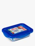 Pyrex Cook & Go Glass Rectangular Dish with Plastic Lid, 800ml, Clear