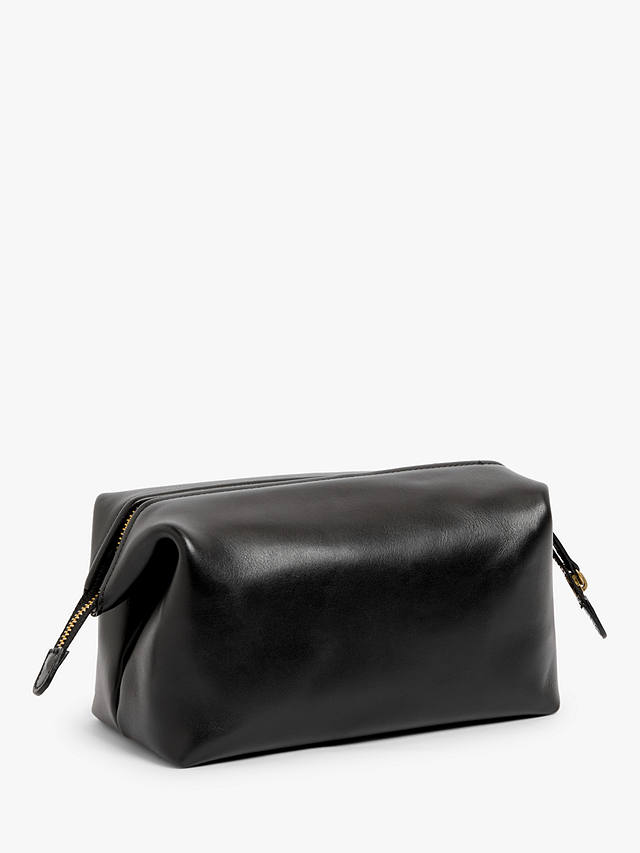 John Lewis Made in Italy Leather Wash Bag, Black 2