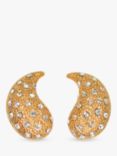 Eclectica Pre-Loved Swarovski Crystal Large Comma Clip-On Stud Earrings, Dated Circa 1980s, Gold