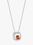 Eclectica Vintage Rhodium Plated Swarovski Cystal Cushion Pendant Necklace, Dated Circa 1990s