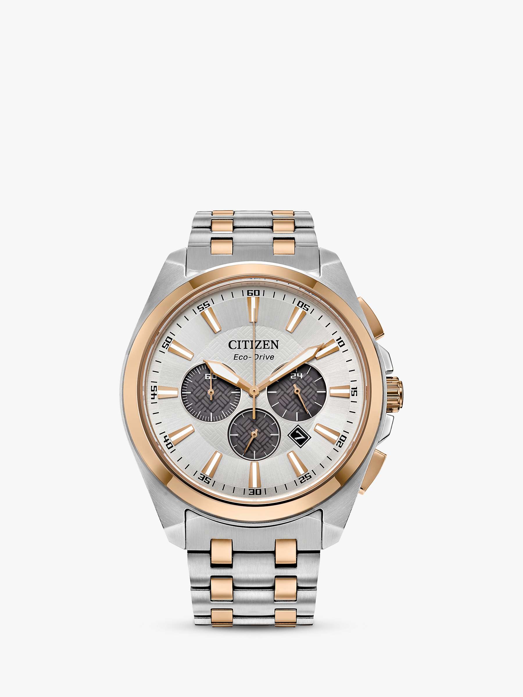 Citizen Men's Eco-Drive Chronograph Date Bracelet Strap Watch, Silver/Rose  Gold CA4516-59A at John Lewis & Partners