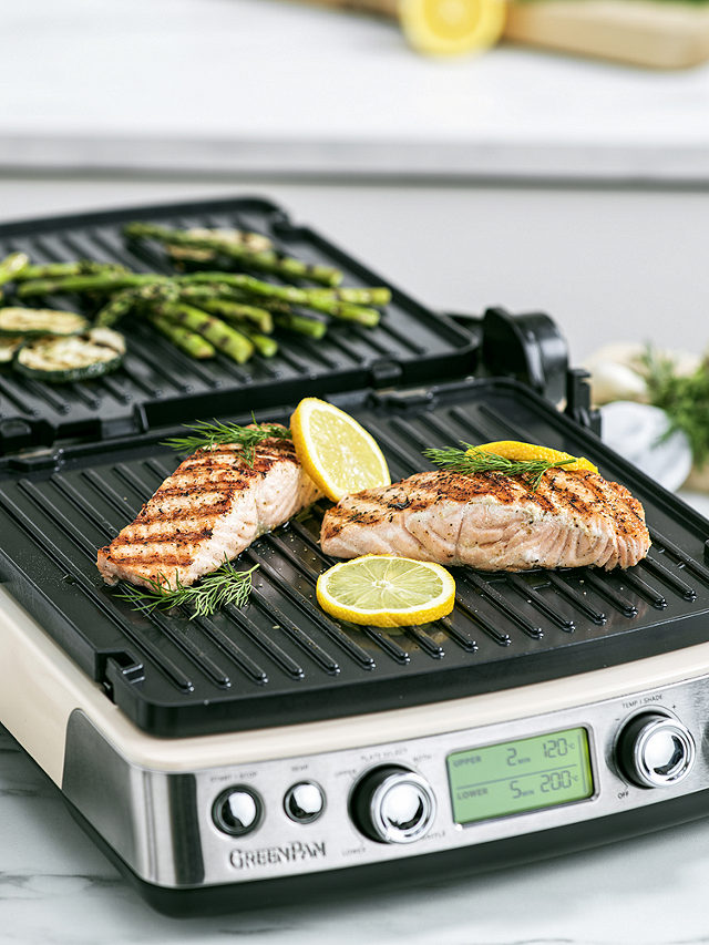 GreenPan Non-Stick 3-in-1 Contact Grill & Indoor BBQ, Cloud Cream