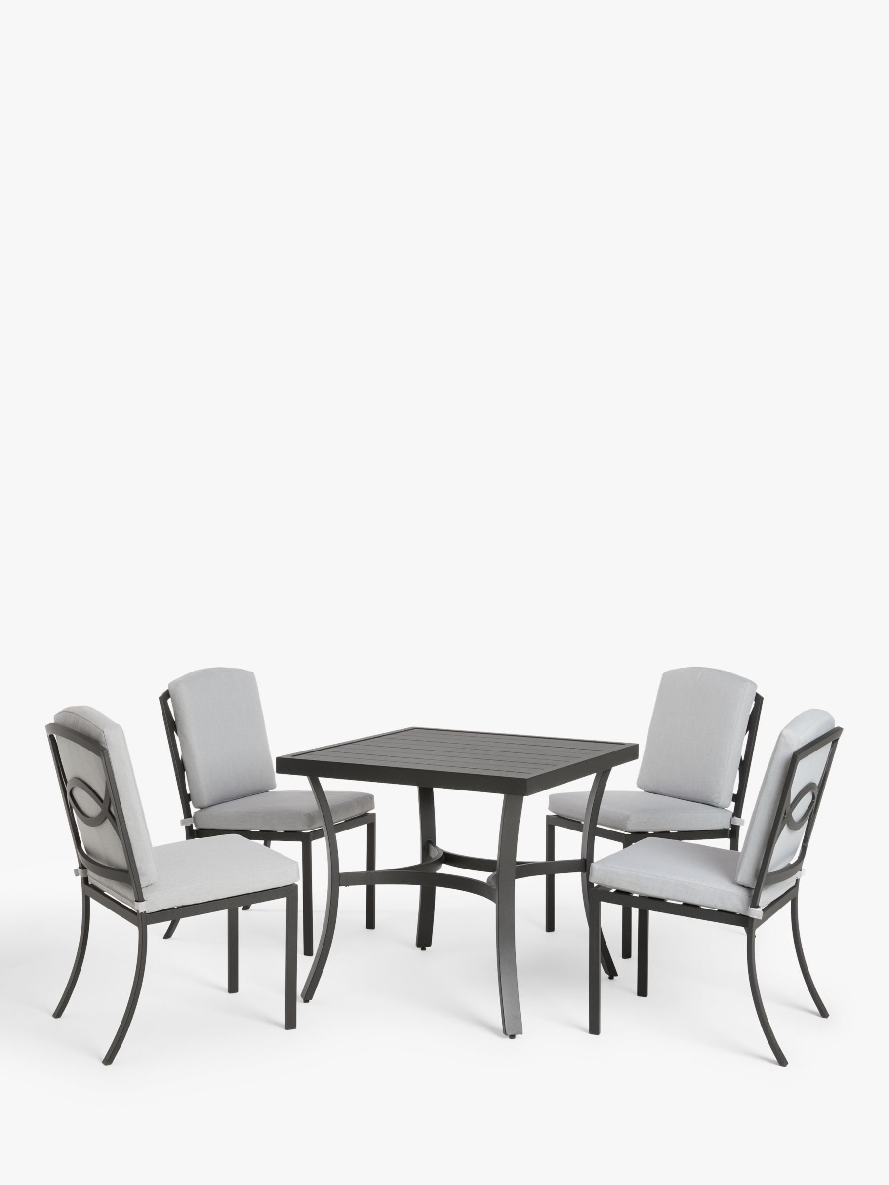Photo of John lewis marlow aluminium 4 seater garden dining table & chairs set grey