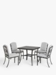 John Lewis Marlow Aluminium 4 Seater Garden Dining Table & Chairs Set, Grey