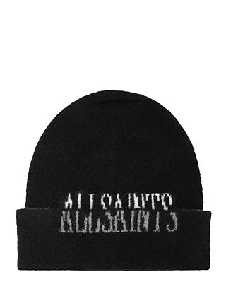 AllSaints State Logo Beanie Hat, Black