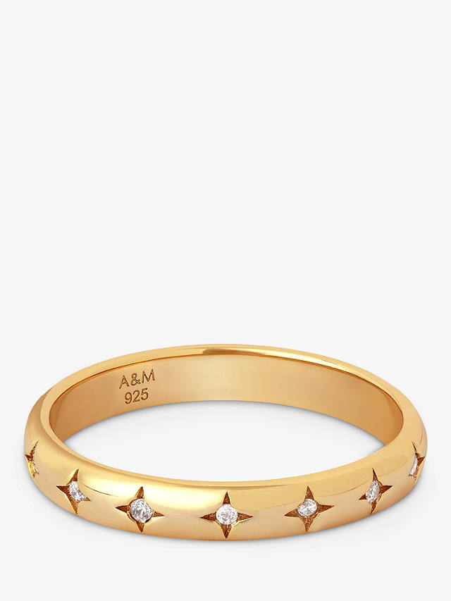 Astrid & Miyu Cosmic Star Cubic Zirconia Band Ring, Gold