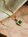 Daisy London Malachite Square Pendant Necklace, Gold/Green