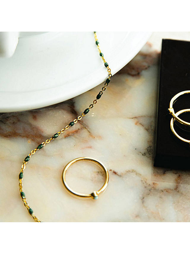 Daisy London Enamel Bead Chain Necklace, Gold/Green