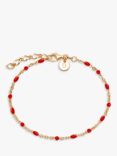 Daisy London Enamel Bead Chain Bracelet, Gold/Coral