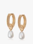 Daisy London Baroque Pearl Hoop Earrings, Gold/White