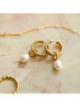 Daisy London Baroque Pearl Hoop Earrings, Gold/White