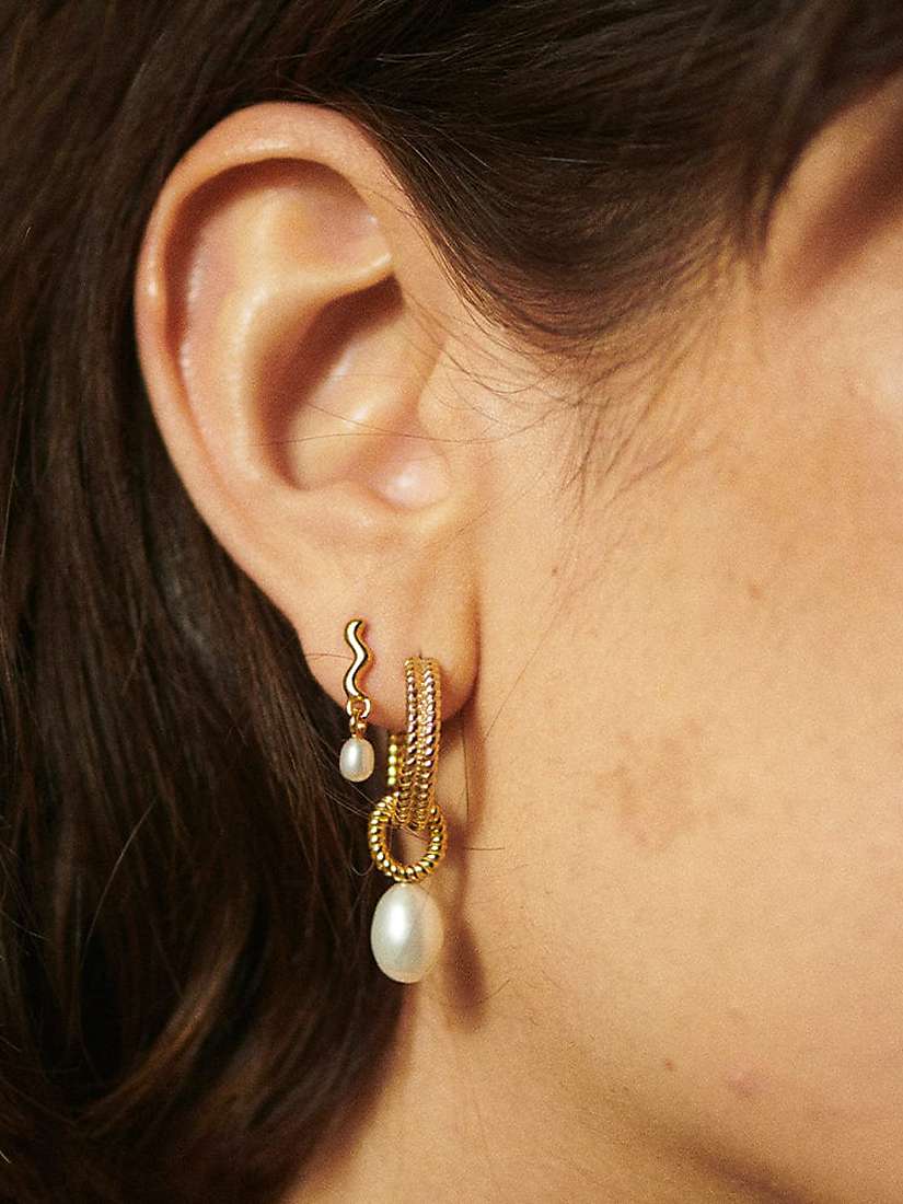 Buy Daisy London Baroque Pearl Hoop Earrings, Gold/White Online at johnlewis.com