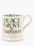 Emma Bridgewater Christmas Toast & Marmalade Peace & Love Half Pint Mug, 300ml, Green/White