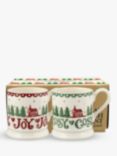 Emma Bridgewater Christmas Cabin Half Pint Mugs, Set of 2, 300ml, Red/Multi