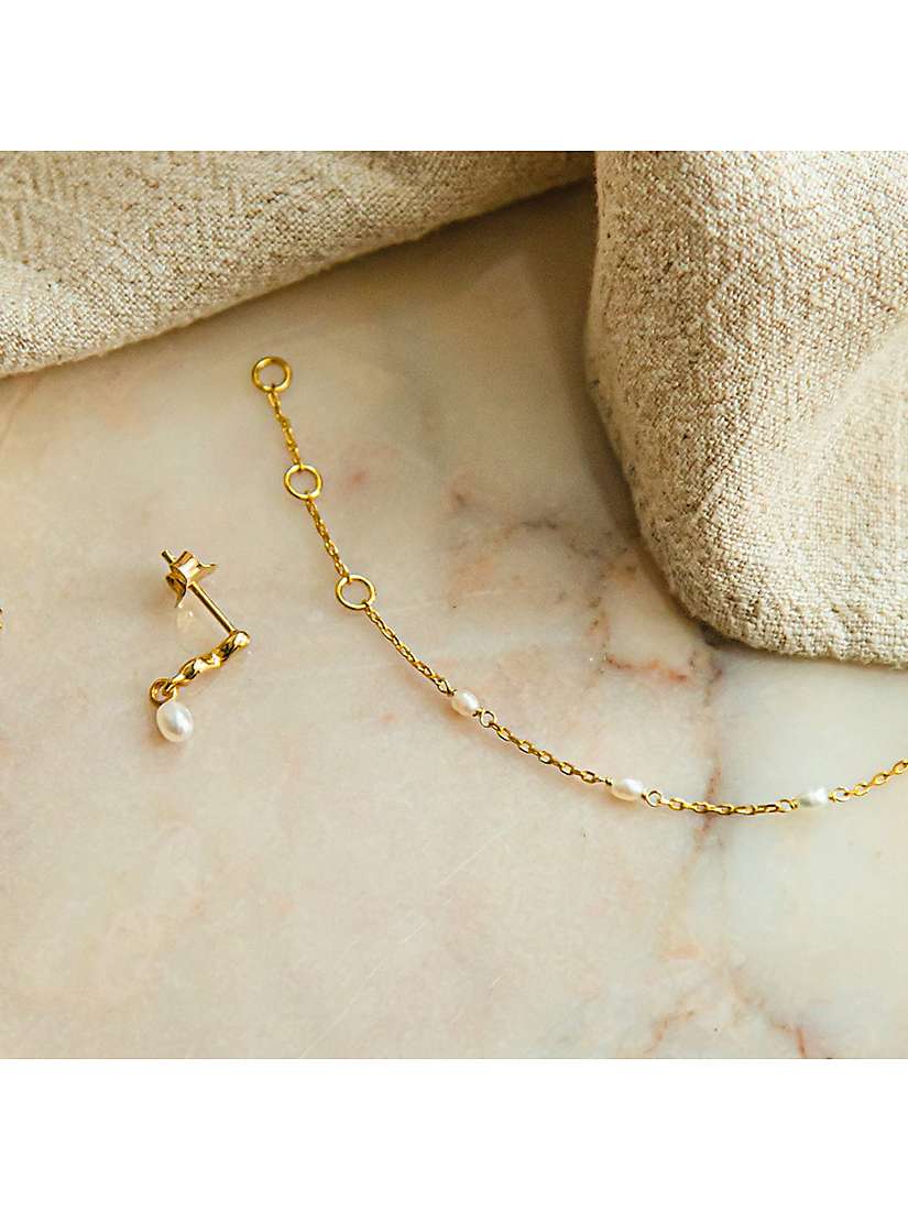 Buy Daisy London Freshwater Seed Pearl Chain Bracelet, Gold/White Online at johnlewis.com