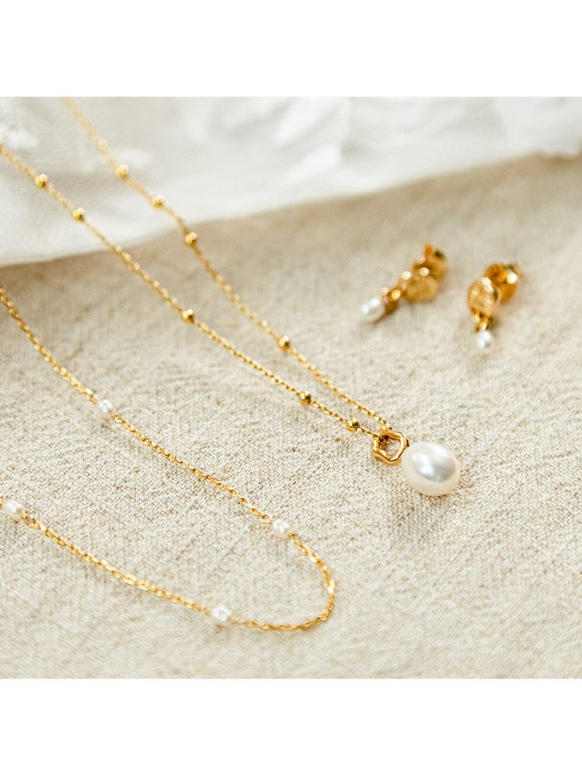 Buy Daisy London Baroque Freshwater Pearl Pendant Necklace, Gold/White Online at johnlewis.com