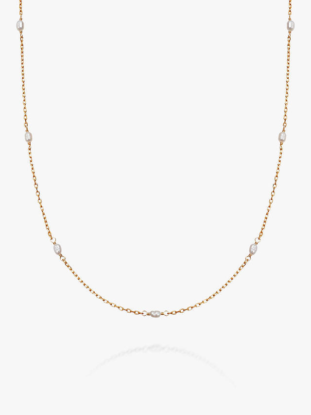Daisy London Freshwater Seed Pearl Chain Necklace, Gold/White