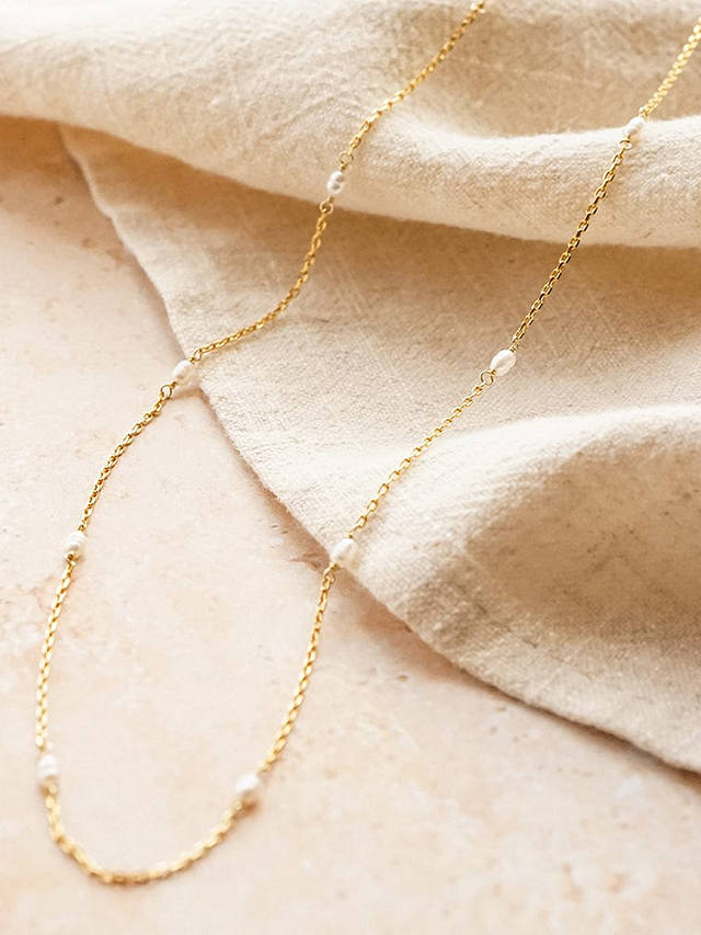 Daisy London Freshwater Seed Pearl Chain Necklace, Gold/White