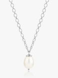Claudia Bradby Freshwater Pearl Chunky Chain Pendant Necklace, Silver