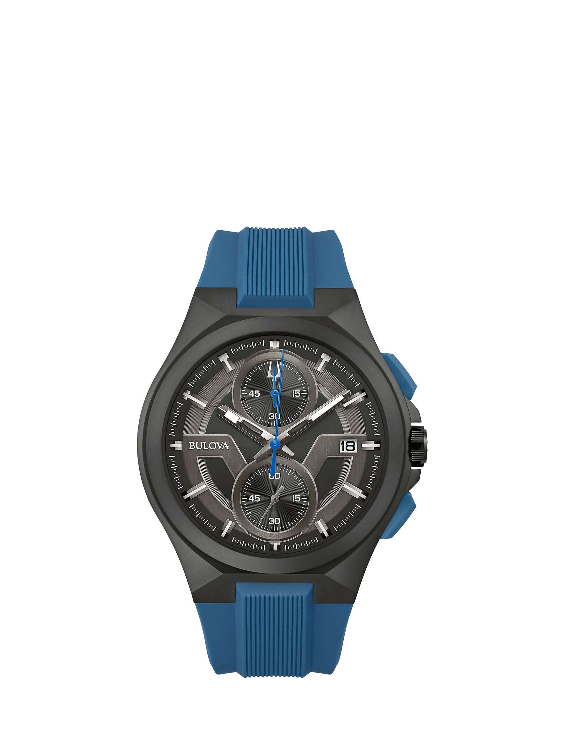 Buy Bulova Men's Maquina Chronograph Date Silicone Strap Watch Online at johnlewis.com