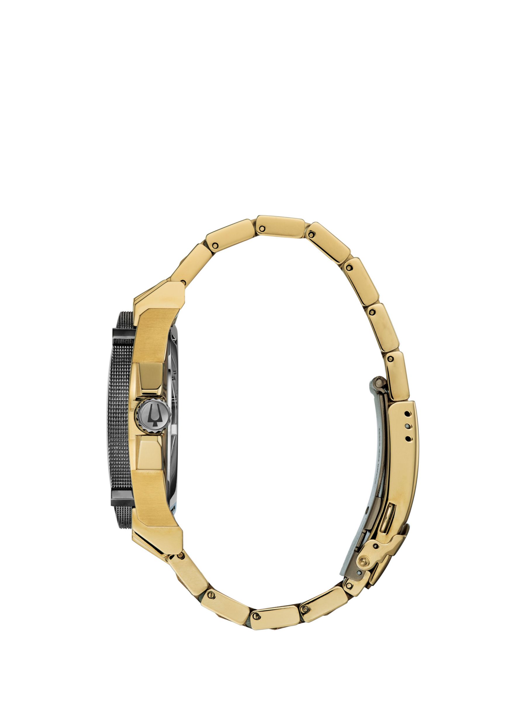Bulova Men's Precisionist Diamond Date Bracelet Strap Watch, Gold/Grey 98D156