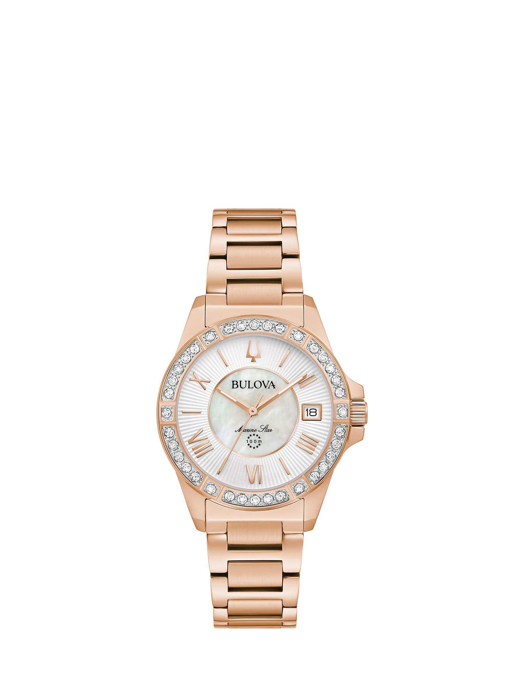 Buy Bulova 98R295 Women's Marine Star Diamond Date Bracelet Strap Watch, Rose Gold Online at johnlewis.com