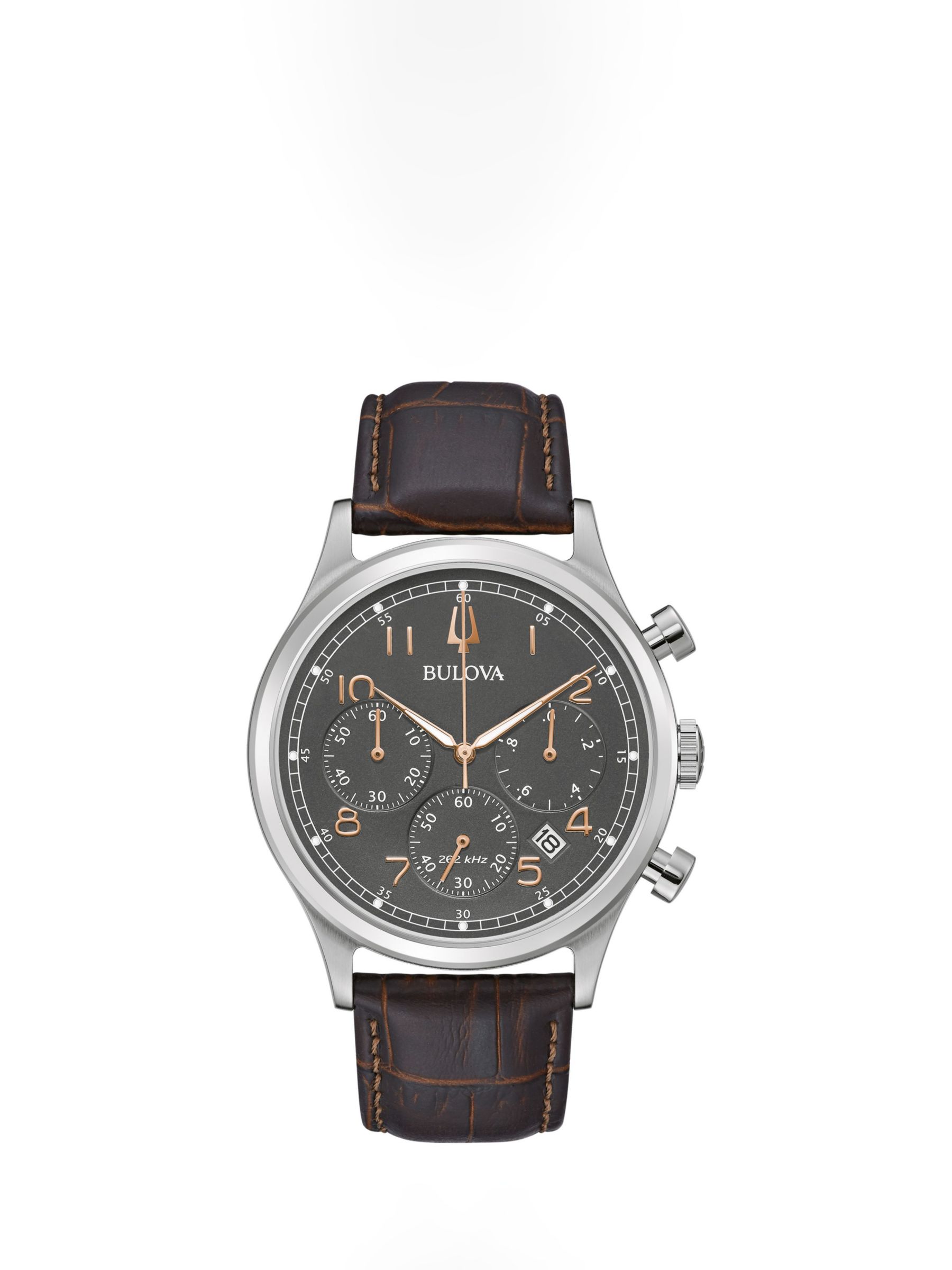 Bulova 96B356 Men's Chronograph Date Leather Strap Watch, Brown/Black