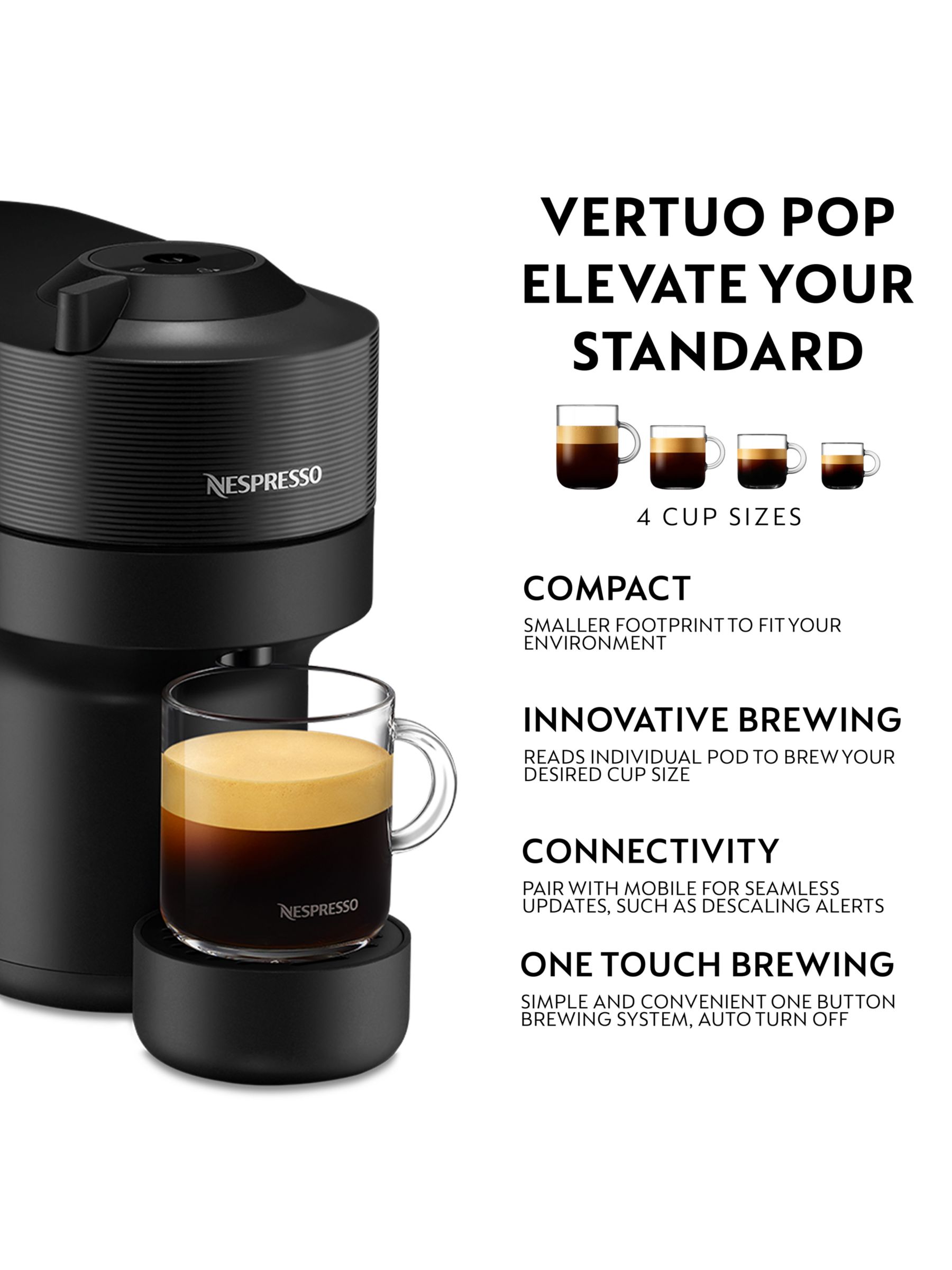 Nespresso VERTUO Pop - Capsule coffee maker, Krups espresso machine, 4 cup  sizes