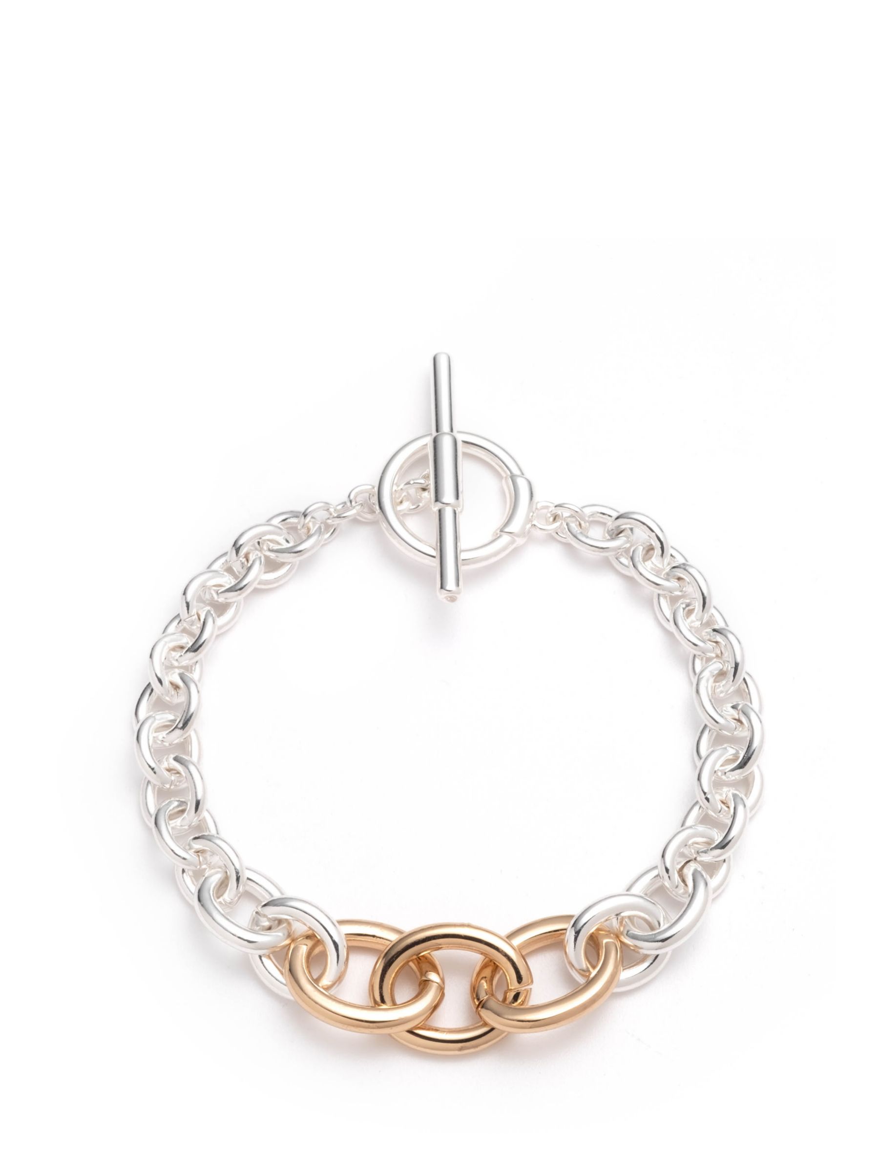 Ralph Lauren Round Link T-Bar Chain Bracelet, Silver/Gold at John Lewis &  Partners