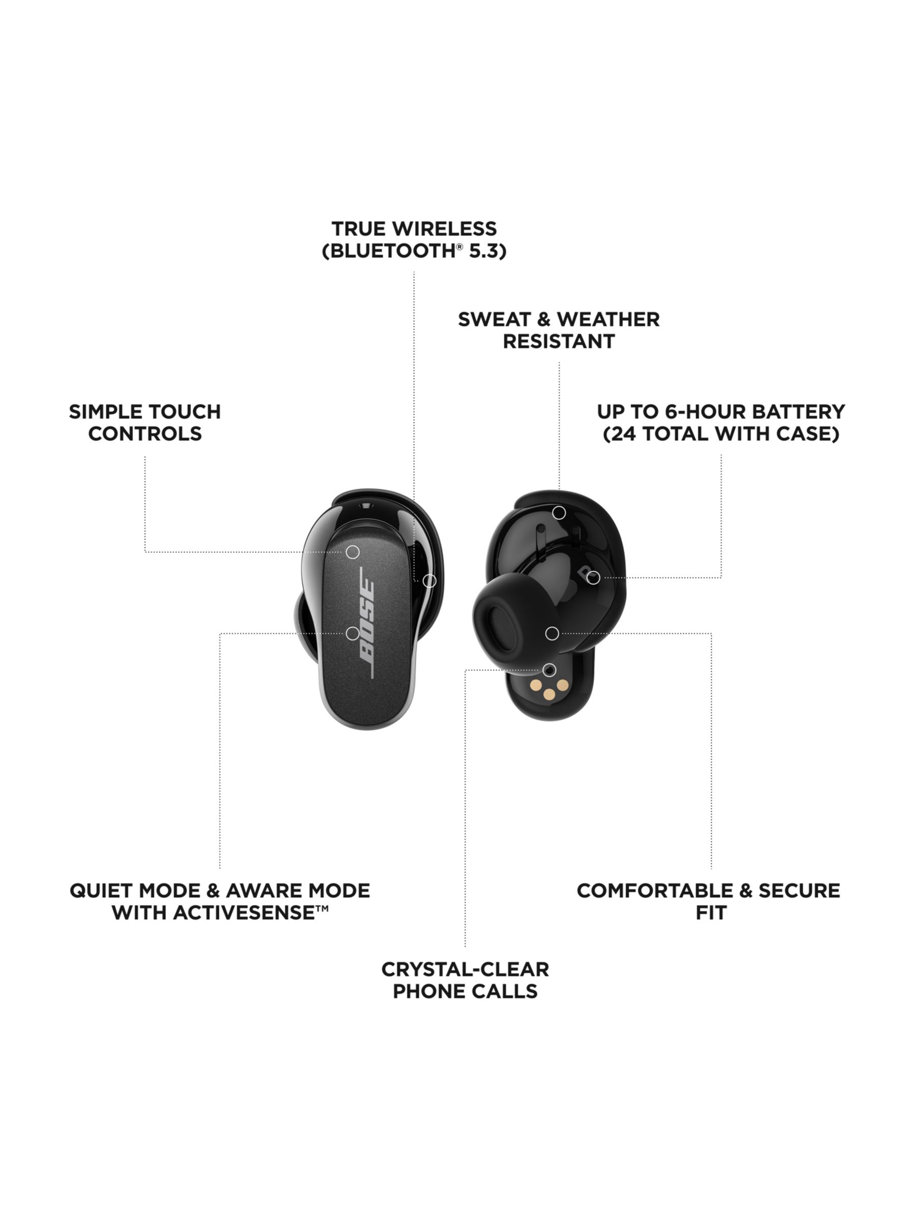 Bose QuietComfort Earbuds II True Wireless Sweat & Weather-Resistant  Bluetooth In-Ear Headphones with Personalised Noise Cancellation & Sound