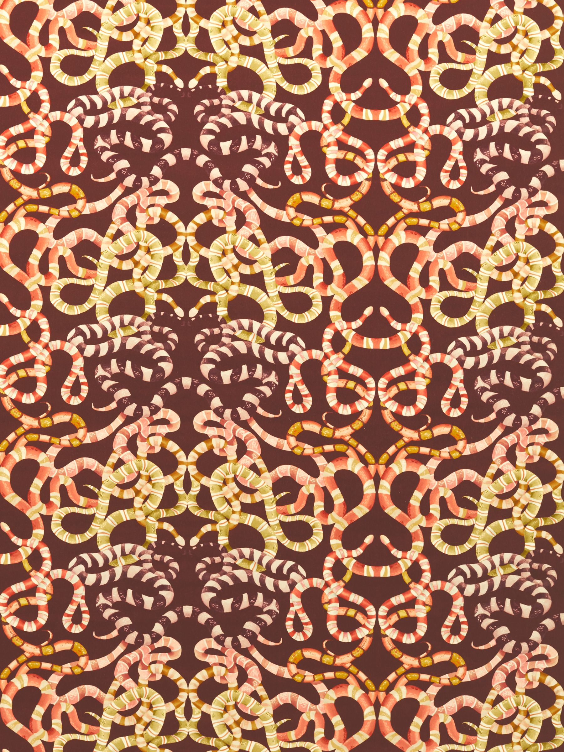 Harlequin Serpenti Velvet Furnishing Fabric, Brazilian Rosewood/Grounded/Amber Light