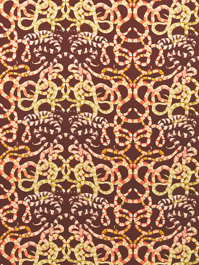 Harlequin Serpenti Velvet Furnishing Fabric, Brazilian Rosewood/Grounded/Amber Light