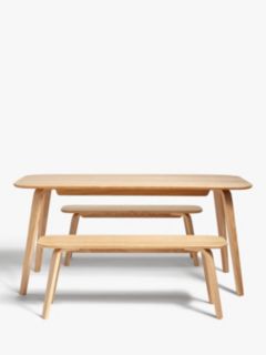 John Lewis ANYDAY Anton 6 Seater Dining Table and 2 Benches, Oak