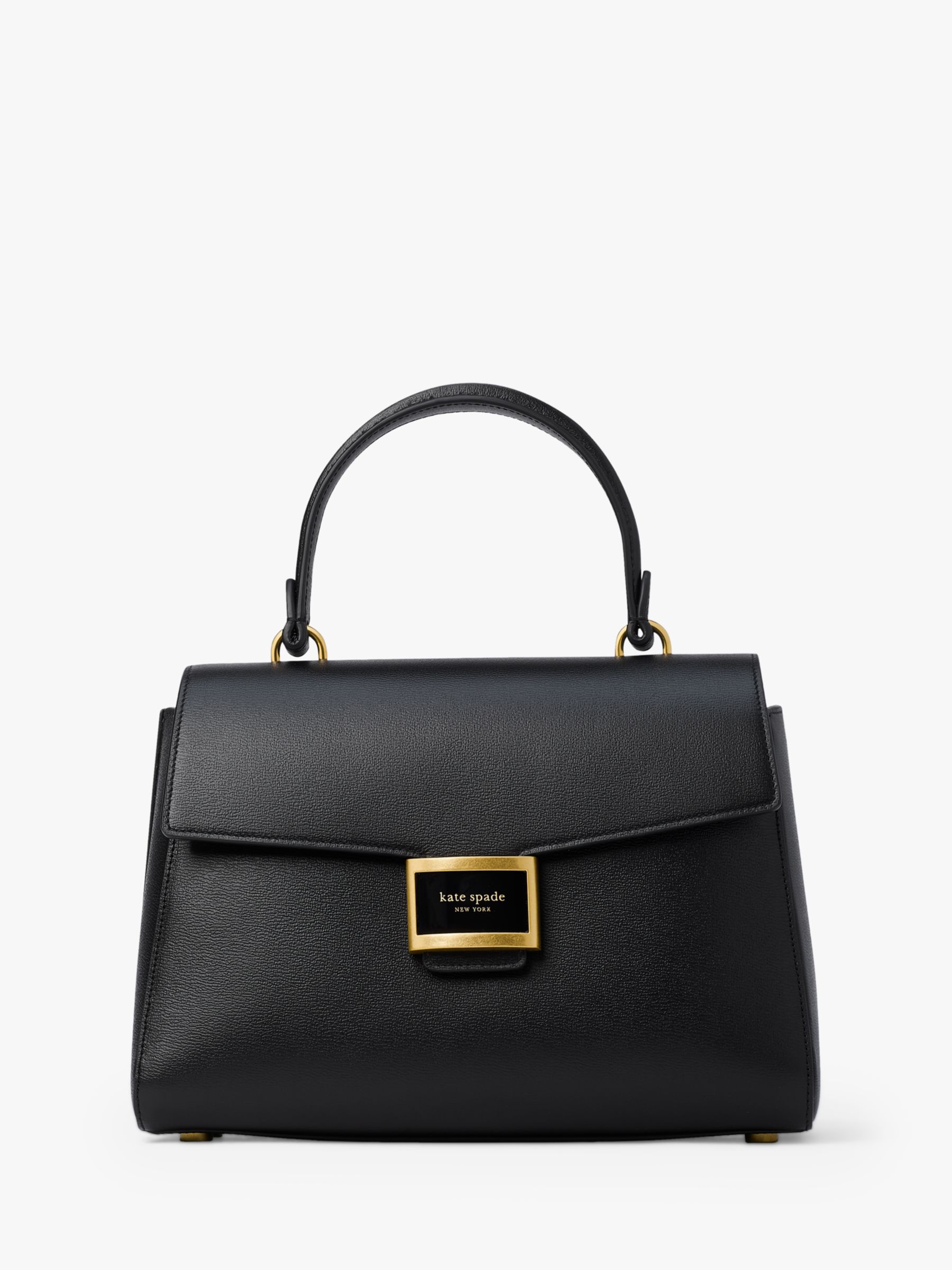 kate spade new york Katy Textured Leather Top Handle Bag, Black at John  Lewis & Partners