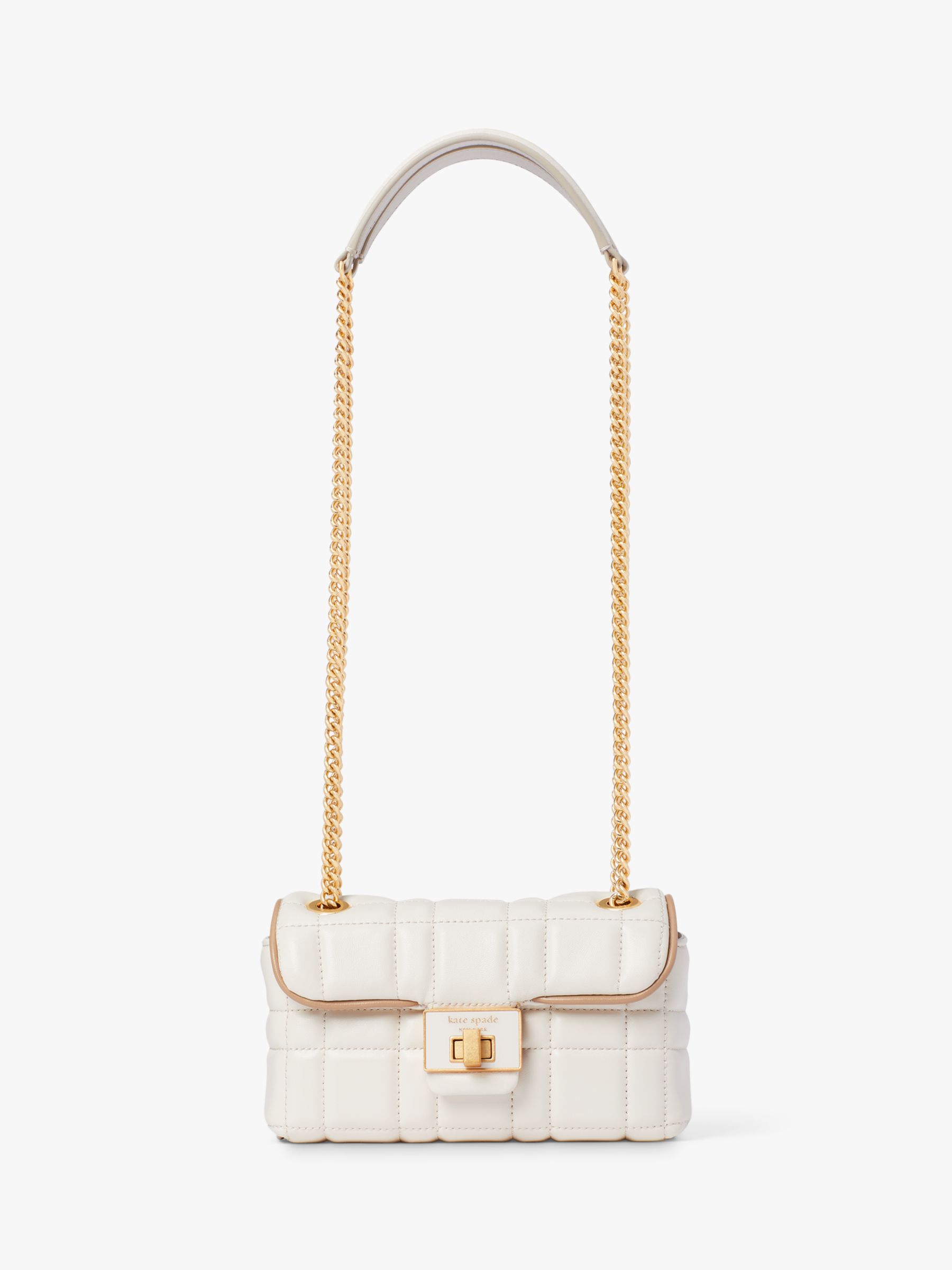 kate spade new york Leather Quilted Cross Body Bag, Ivory at John Lewis &  Partners