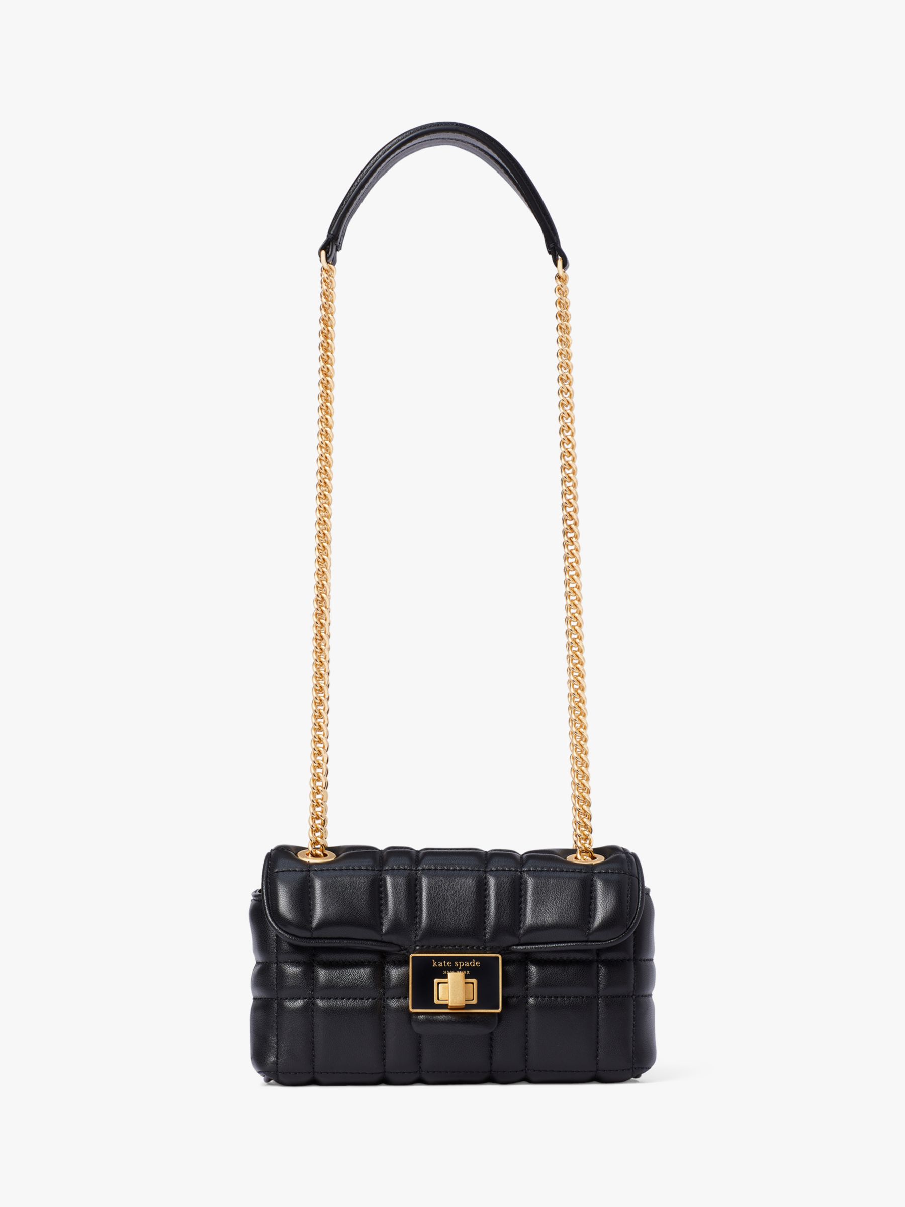kate spade new york Leather Quilted Cross Body Bag, Black at John Lewis &  Partners