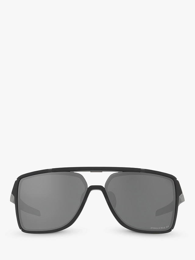 Oakley OO9147 Men's Castel Prizm Polarised Sunglasses, Matte Black Ink/Grey