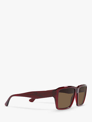 Emporio Armani EA4186 Men's Rectangular Sunglasses, Transparent Red/Brown