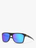 Oakley OO9100 Men's Leffingwell Prizm Polarised Rectangular Sunglasses, Black Ink/Mirror Blue