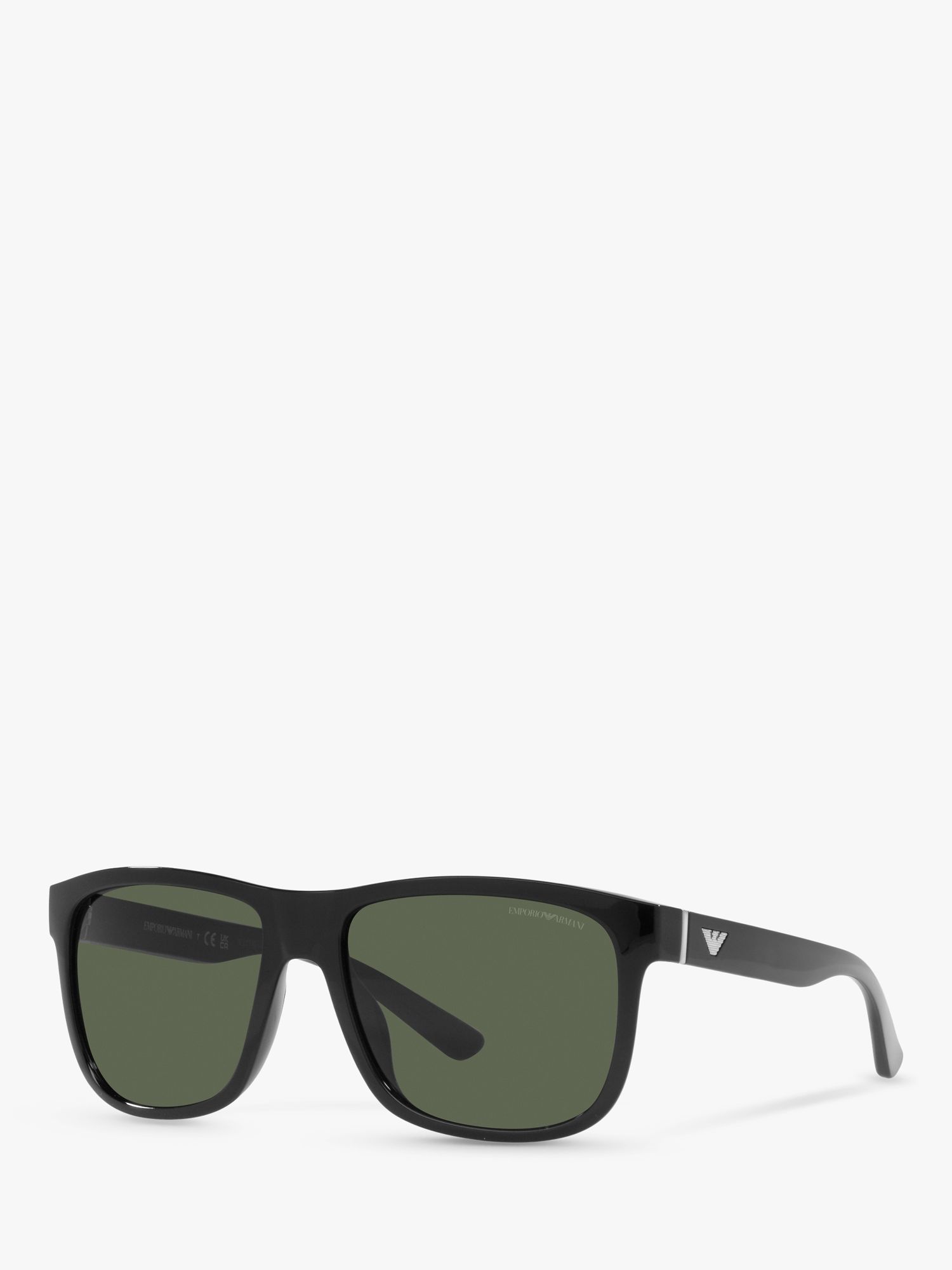 Emporio Armani EA4182U Men's Square Sunglasses, Shiny Black/Green at John  Lewis & Partners