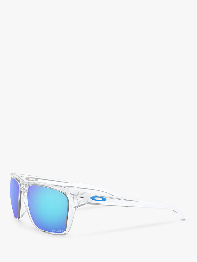 Oakley OO9448 Men's Sylas Rectangular Sunglasses, Polished Clear/Mirror Blue