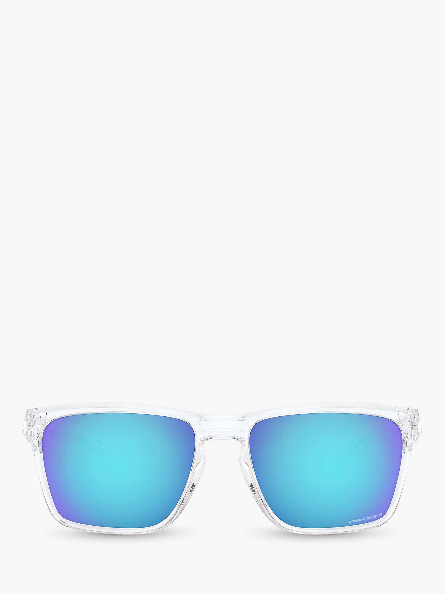 Buy Oakley OO9448 Men's Sylas Rectangular Sunglasses, Polished Clear/Mirror Blue Online at johnlewis.com